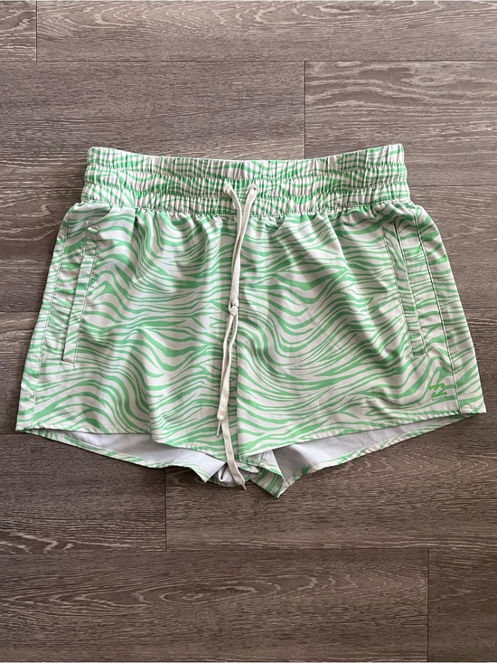 Billabong Pants - Billabong Green and White Striped Swim Shorts